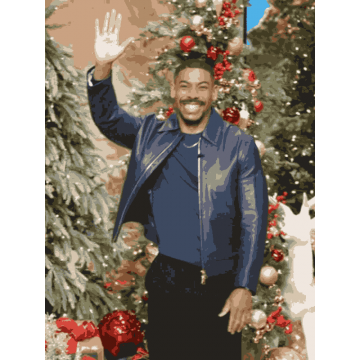 The Jennifer Hudson Show Aaron Pierre Leather Jacket in Blue