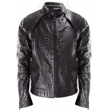 Men Crocodile Black Leather...