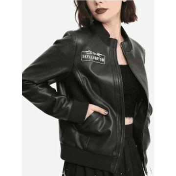 Jack Skellington Black Bomber Leather Jacket