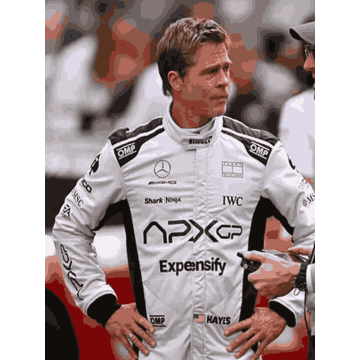 Brad Pitt F1 Racer White and Black Real Leather Jacket