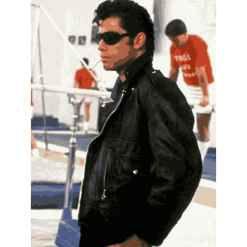 John Travolta Grease T-Birds Black Real Leather Jacket John Travolta Grease T-Birds Black Real Leather Jacket