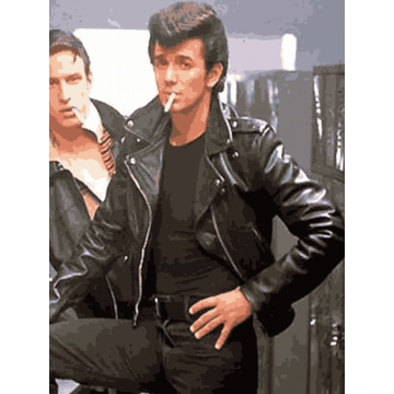 John Travolta Grease T-Birds Black Real Leather Jacket John Travolta Grease T-Birds Black Real Leather Jacket