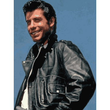 John Travolta Grease T-Birds Black Real Leather Jacket John Travolta Grease T-Birds Black Real Leather Jacket