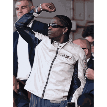 Travis Scott El Clasico Black and White Leather Jacket