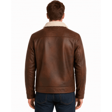 Adam Ferrara NCIS Brown Real Leather Jacket with Shearling Lining