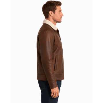 Adam Ferrara NCIS Brown Real Leather Jacket with Shearling Lining