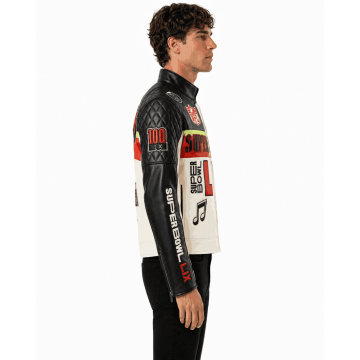 Super Bowl LIX Moto NFL Leather Jacket in Premium Real Leather