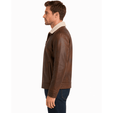 Adam Ferrara NCIS Brown Real Leather Jacket with Shearling Lining