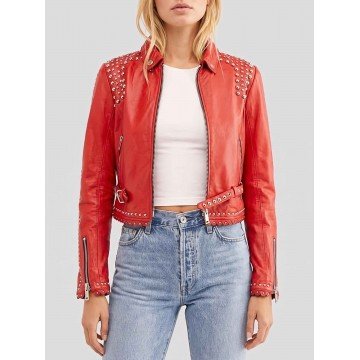 Studded Style Cropped Red...