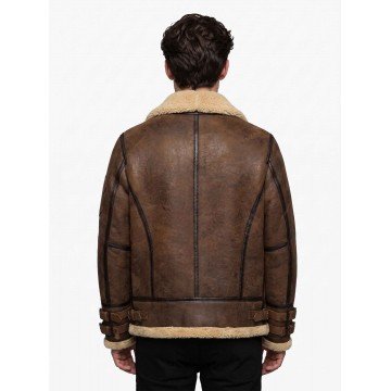 Men's Flight Aviator B3 Shearling Leather Jacket in Brown Sheepskin