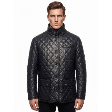 Men's Black Quilted Style...