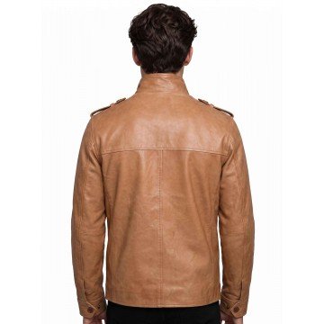 Four Pockets Men Brown Leather Jacket in Premium Real Leather
