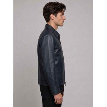 The Jennifer Hudson Show Aaron Pierre Leather Jacket in Blue
