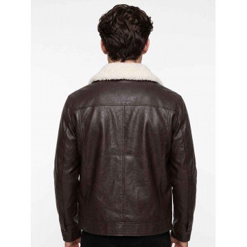 Terry Bogard King Of Fighters Leather Jacket in Brown Vegan Leather