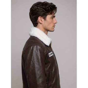 Terry Bogard King Of Fighters Leather Jacket in Brown Vegan Leather