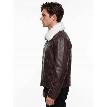 Terry Bogard King Of Fighters Leather Jacket in Brown Vegan Leather