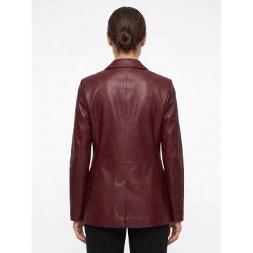 Ana Navarro The View 2025 Leather Blazer in Burgundy Real Leather