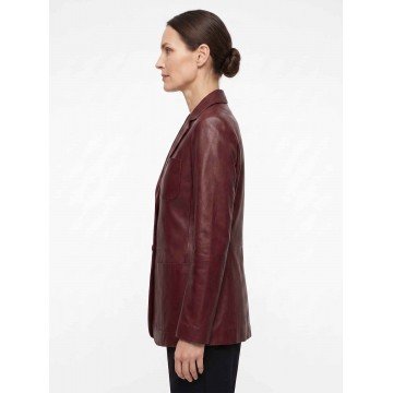 Ana Navarro The View 2025 Leather Blazer in Burgundy Real Leather