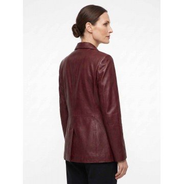 Ana Navarro The View 2025 Leather Blazer in Burgundy Real Leather