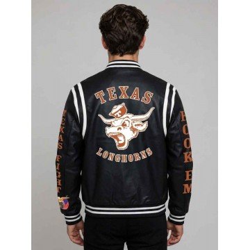 Texas Longhorns Black Leather Jacket