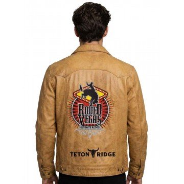 Rodeo Vegas Brown Leather Jacket for Men in Premium Real Leather
