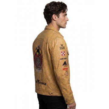 Rodeo Vegas Brown Leather Jacket for Men in Premium Real Leather