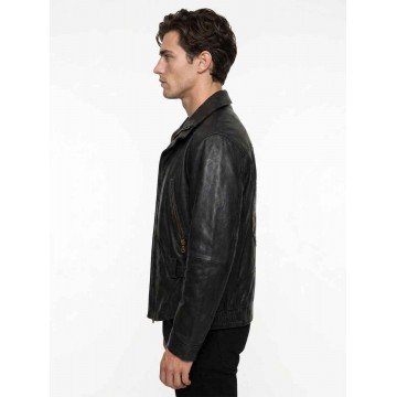 Lone Wolf No Club Black Leather Jacket for Men
