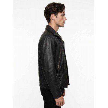 Lone Wolf No Club Black Leather Jacket for Men