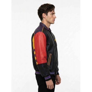 Looney Tunes Black Leather Varsity Jacket Looney Tunes Black Leather Varsity Jacket