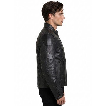Men Black Padded Leather Motorcycle Jacket for Biker Riding