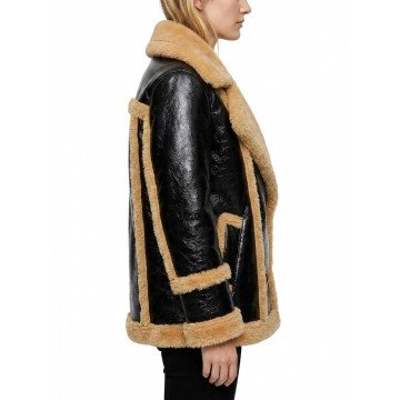 Ted Lasso Flo Sassy Collins Shearling Leather Jacket for Women