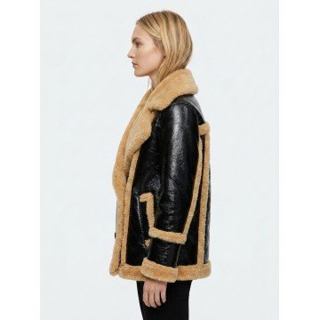 Ted Lasso Flo Sassy Collins Shearling Leather Jacket for Women