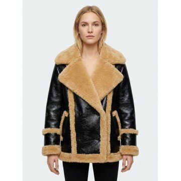 Ted Lasso Flo Sassy Collins Shearling Leather Jacket for Women