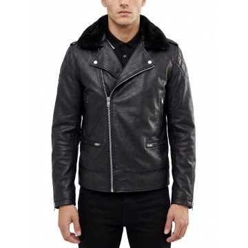 Men's Black Biker Leather...