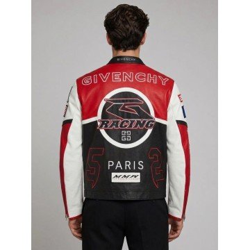 Givenchy Racing Red and Black Real Leather Jacket