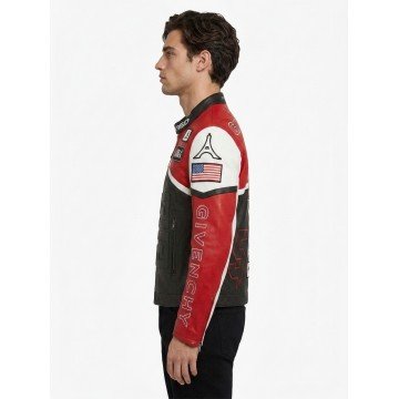 Givenchy Racing Red and Black Real Leather Jacket
