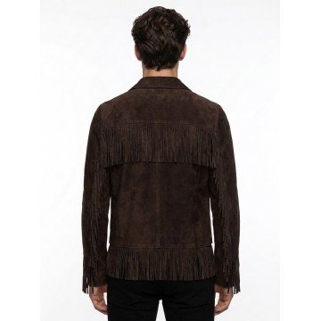 Kate Moss Dark Brown Fringe Real Suede Leather Jacket