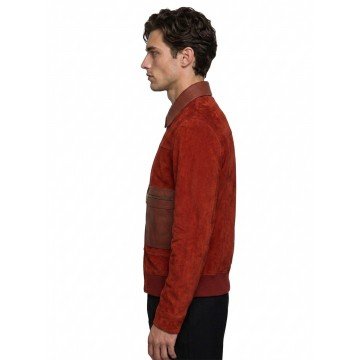 Joe Burrow Maroon Suede Leather Jacket for Classic Style