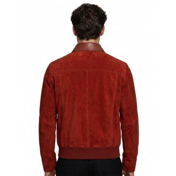 Joe Burrow Maroon Suede Leather Jacket for Classic Style