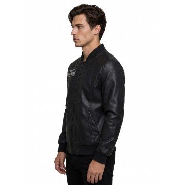 Jack Skellington Black Bomber Leather Jacket