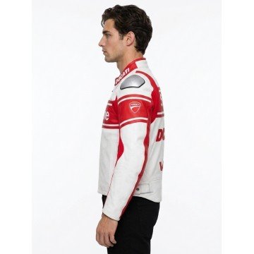 Supreme Red and White Motorcycle Real Leather Racing Jacket