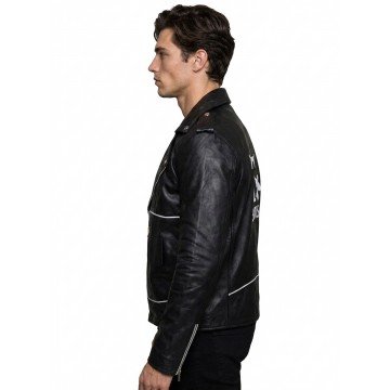John Travolta Grease T-Birds Black Real Leather Jacket John Travolta Grease T-Birds Black Real Leather Jacket