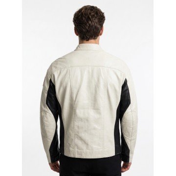 Travis Scott El Clasico Black and White Leather Jacket