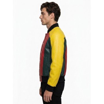 Women's 8 Ball Pool Multicolor Leather Bomber Jacket