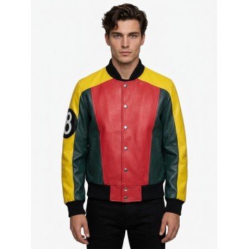 Women's 8 Ball Pool Multicolor Leather Bomber Jacket