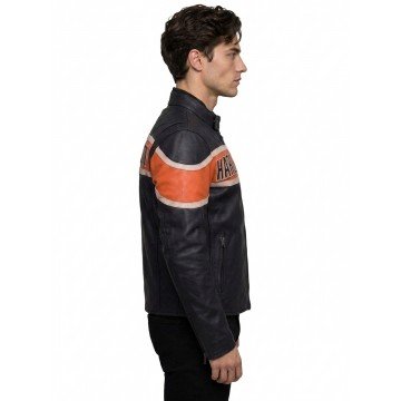 Harley Davidson Victory Lane Black Leather Biker Jacket