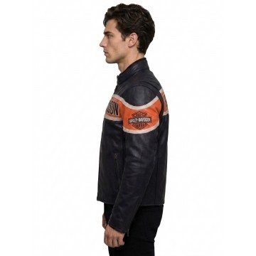 Harley Davidson Victory Lane Black Leather Biker Jacket