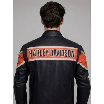 Harley Davidson Victory Lane Black Leather Biker Jacket