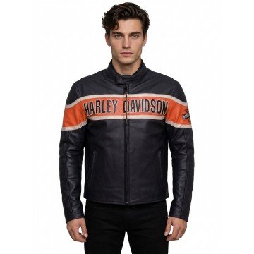 Harley Davidson Victory Lane Black Leather Biker Jacket