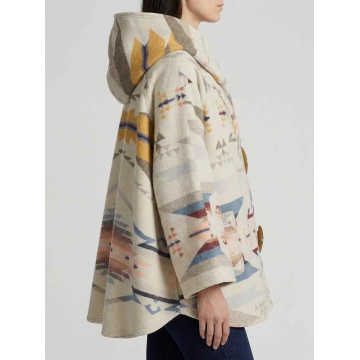 White Sands Wool Cloak Jacket Hooded Winter Poncho